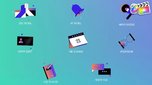 Dynamic Business Concept Icons with Gradient Animation