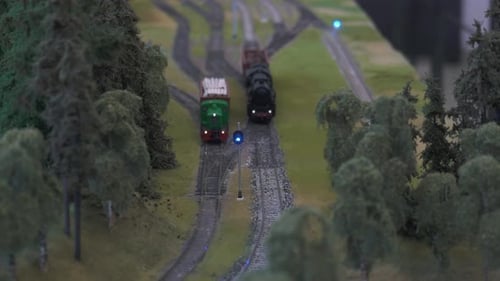 Mini Train Station Modelling. Model of Railway Station With Moving Train. Model Electric Locomotive