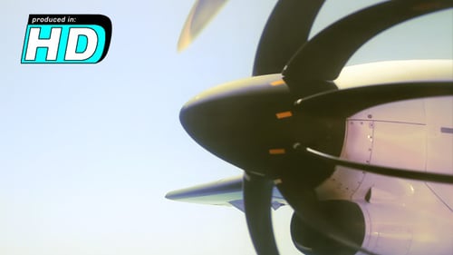 Airplane Turbine with Spinning Propeller