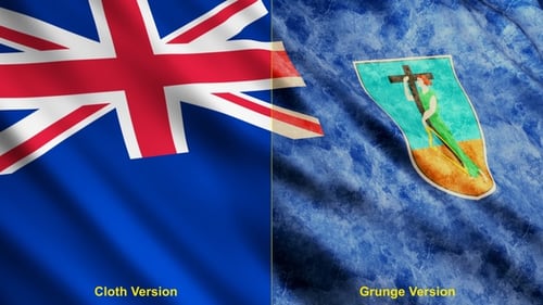 Waving Montserrat Flag Loop with Clean and Grunge Styles