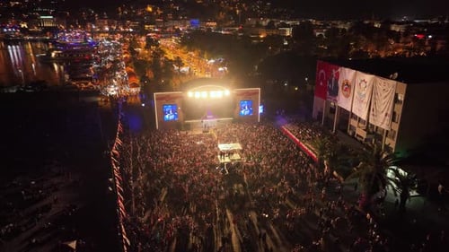 People at the consert aerial view aerial view 4 K