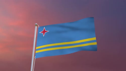 Aruba National Flag Waving in Realistic Motion