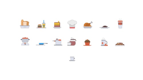Animated Food and Beverage Icons with Custom Color and Stroke Control