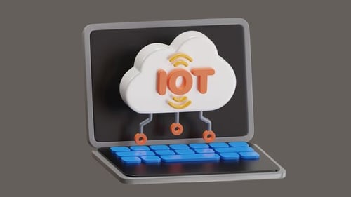 Animação 3D da rede de nuvem de integração de IoT