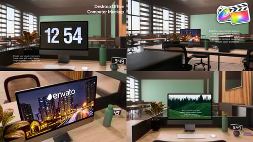 Desktop Office Computer Mockup for FCPX