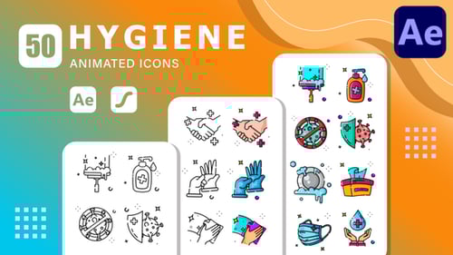 50 Hygiene Icons Pack Animated | After Effects & Lottie Animation