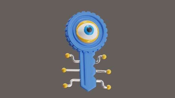 Animated 3D Key with Eye and Tech Elements, Elements Motion Graphics ft ...