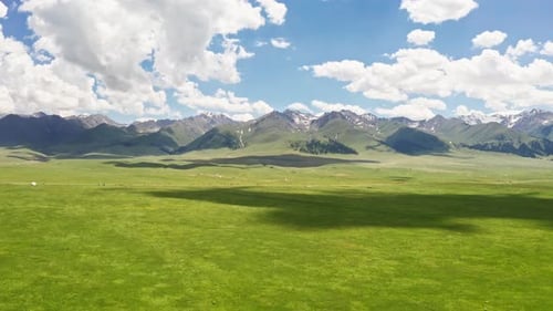 Mountains and Green Pastures Aerial View