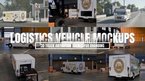 Animated 3D Logistics Truck Branding Mockup Scenes
