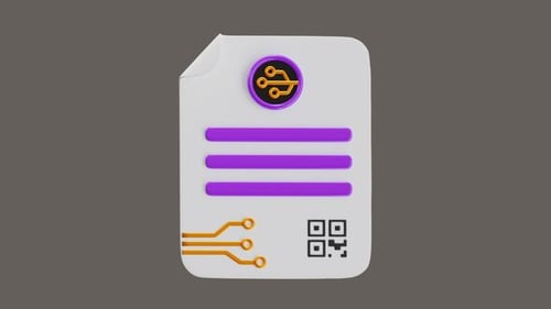 Animated 3D Document File with Technology Data and QR Code