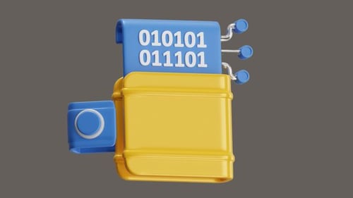 Animação 3D da criptografia de carteira de segurança de dados