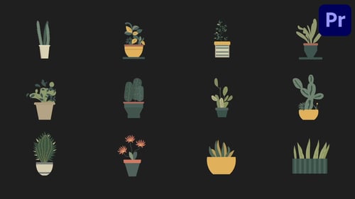 Animated House Plants Icons for Premiere Pro