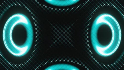 Abstrakte blaue hypnotische Augen blinkende Led Neon Vj Loop Animation