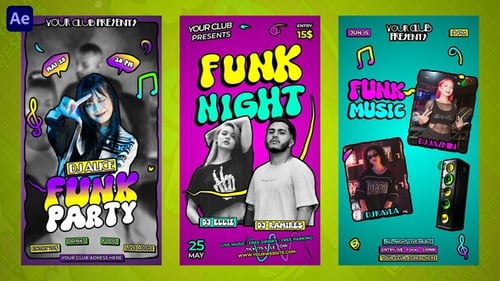 Animated Funk Party Instagram Reel Template with Dynamic Typography