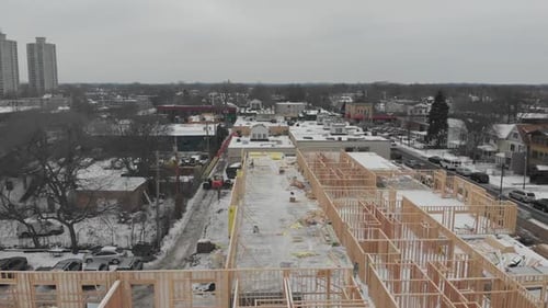 building in construction seen from above
