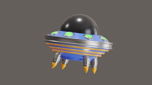 Animated 3D Cartoon UFO Flying Saucer Loop