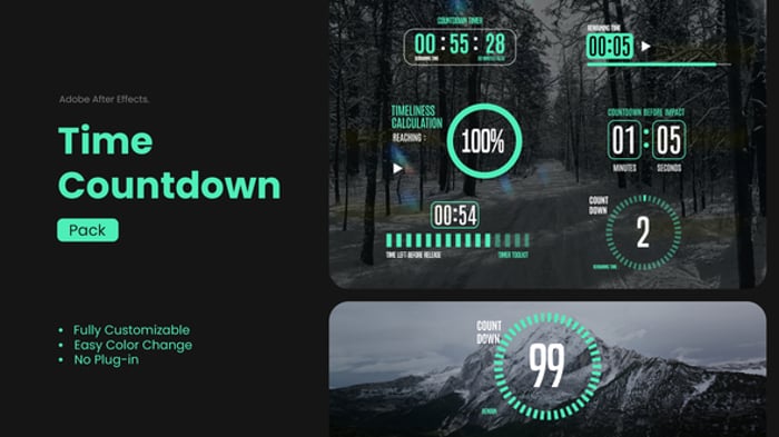 Dynamic Digital Countdown Timers and Progress Bar Pack, Elements ft ...