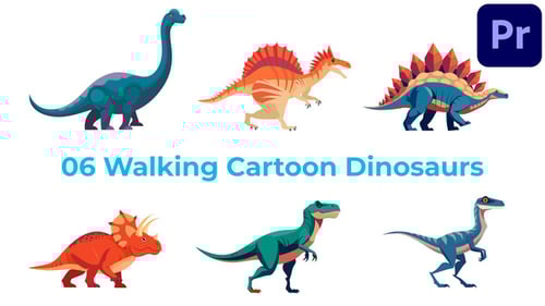 6 Walking Cartoon Dinosaurs MOGRTs
