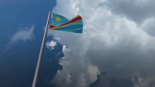 Waving Flag of Democratic Republic of Congo Realistic Animation