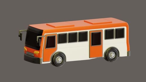 3D Animation of Model Orange Bus Vibrant Transportation Elegan