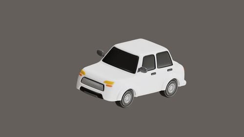 White 3D Car Driving Animation