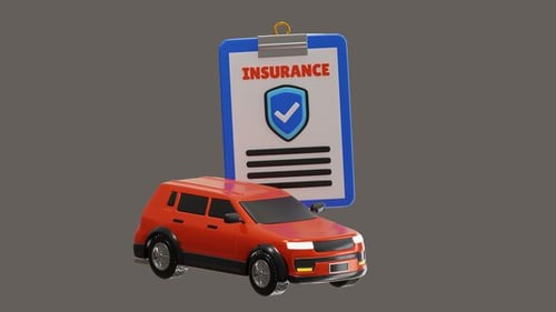 Animated 3D Car with Insurance Policy Document
