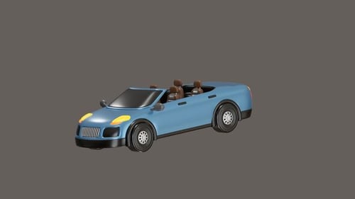 Modern Stylized 3D Convertible Car Driving Animation