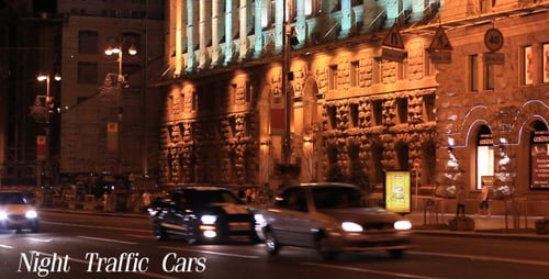 Busy City Street at Night with Traffic