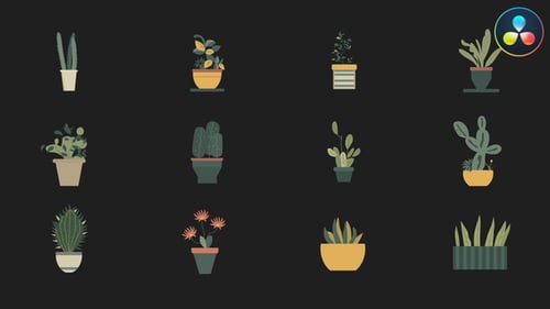 Animated House Plants Icons for DaVinci Resolve