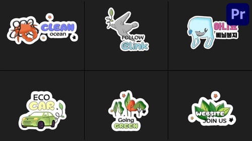 Ecology Sticker Titles | Premiere Pro MOGRT