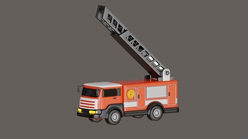 Animated 3D Fire Truck with Extending Ladder