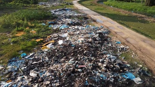 Aerial View of a Polluted Environment with Trash
