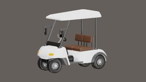 Animated 3D Modern Golf Cart Icon Rotation