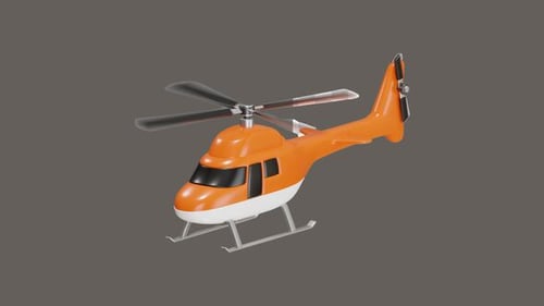 3D Animation of Orange Helicopter Model