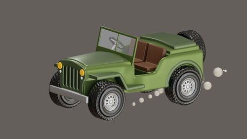 3D-Animation eines taktischen Geländewagens des militärischen Jeep-Modells