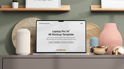 Laptop Pro Aesthetic AE Screen Mockup Template