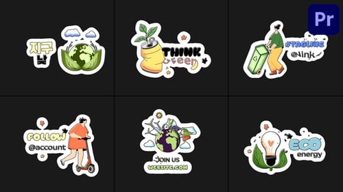 Ecology Stickers | Premiere Pro MOGRT