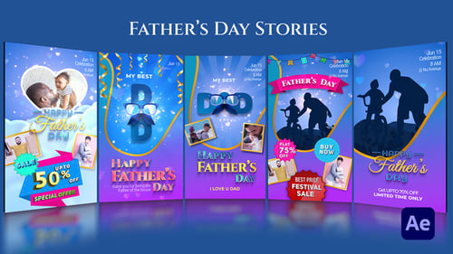 Father's Day Instagram Stories with Animated Decorative Graphics