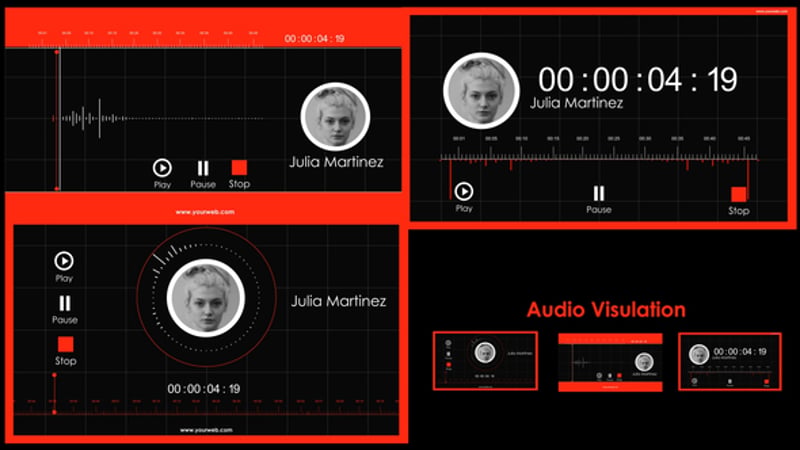 Animated Music Player Interface with Dynamic Audio Visualizers, Product ...