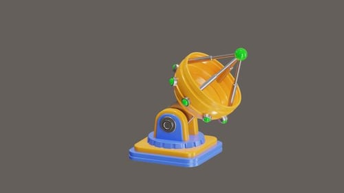 Animated 3D Satellite Dish Loop for Technology and Communication Projects