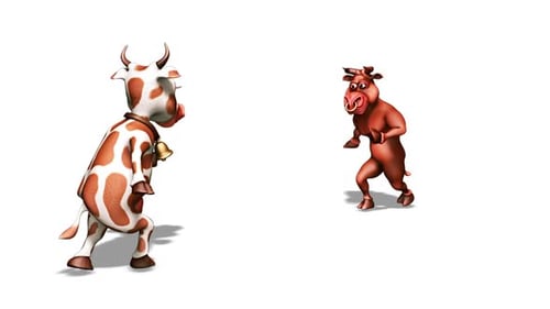 Cartoon Bull with Cow Dance 3D Loop 10 Sec