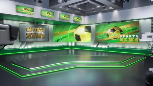 3D Rendering Virtual TV Sport Studio News Backdrop For TV Shows