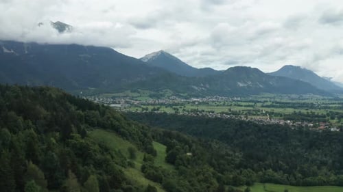 Scenic Aerial View of Lush Green Valley and Mountains