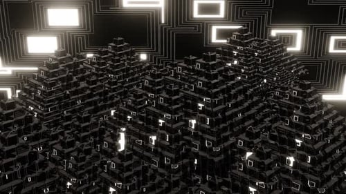 4K 3D animation. Abstract futuristic geometric shapes background