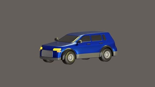 3D Animated Blue Car Vehicle Loop