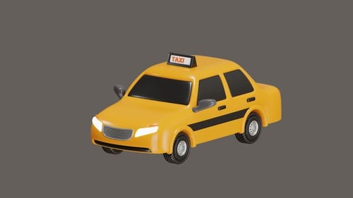 3D Animation of Yellow Taxi Model Iconic Urban Transport