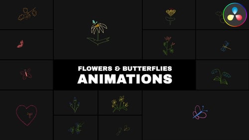 Flowers and Butterflies Animations for DaVinci Resolve