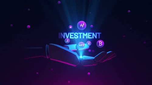 Futuristic Robotic Hand Reveals Digital Investment Icons