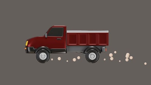 3D Stylized Pickup Truck Driving Animation