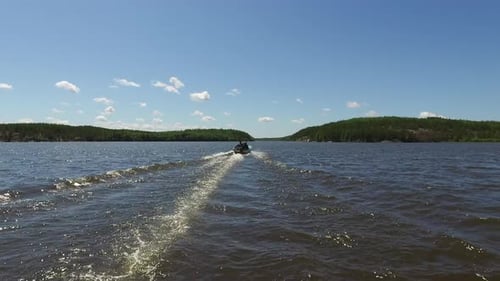 Motorboat sailing on a lake